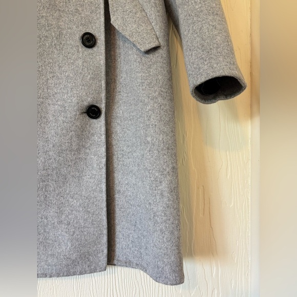 ViCOLO Wool Handmade Heather Grey Gray Double Breasted Long Midi Coat Peacoat - Picture 15 of 17